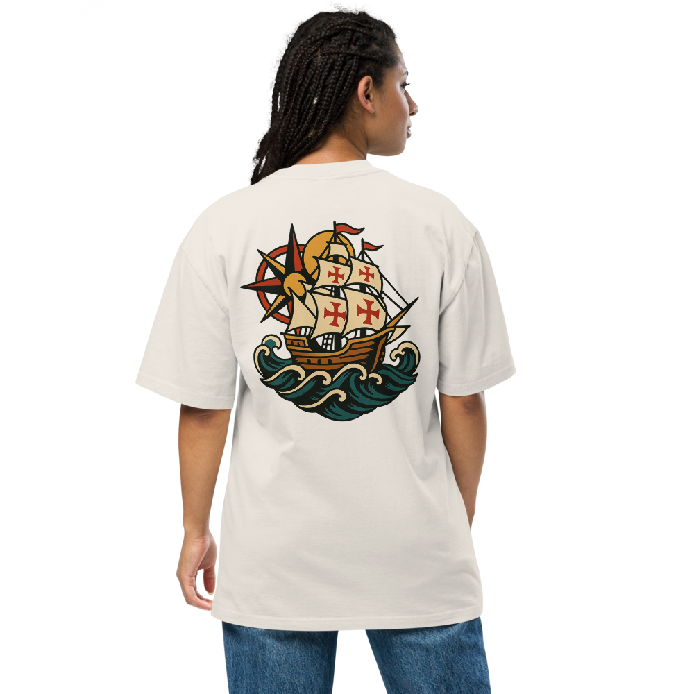 T-shirt Oversized Tuga Old School iMinimal — Caravela dos Descobrimentos