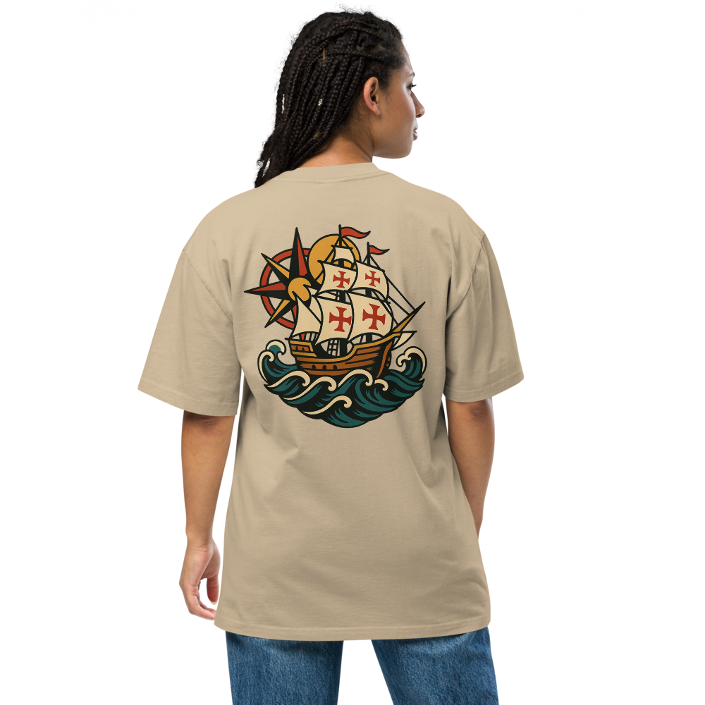 T-shirt Oversized Tuga Old School iMinimal — Caravela dos Descobrimentos