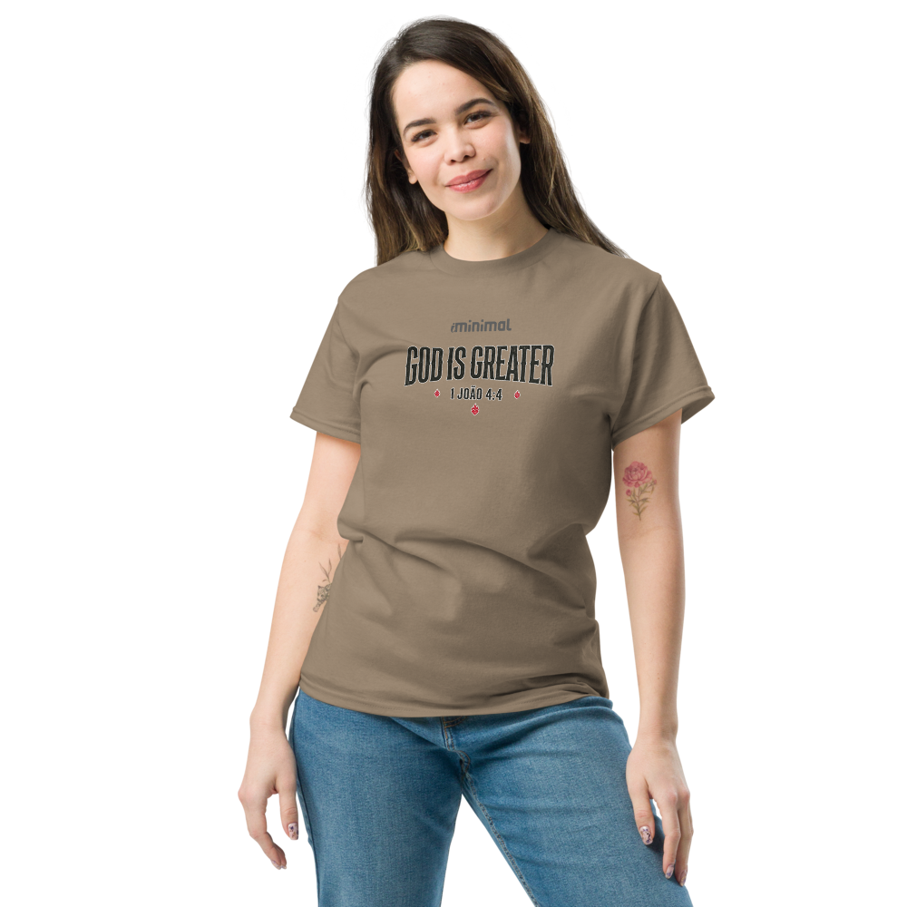 T-shirt 1 João 04:04 iMinimal — a básica essencial