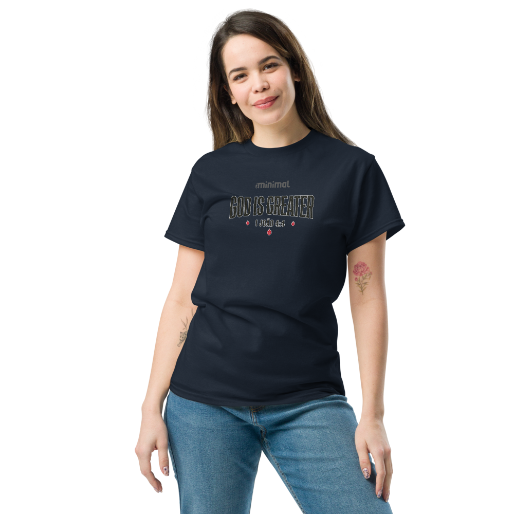 T-shirt 1 João 04:04 iMinimal — a básica essencial